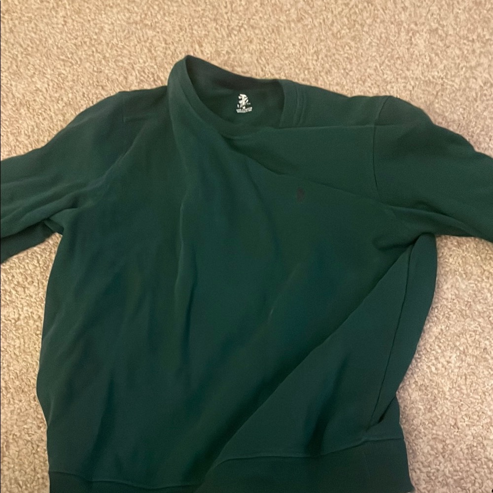 Izod Green Crewneck Sweater Solid Knit Casual
